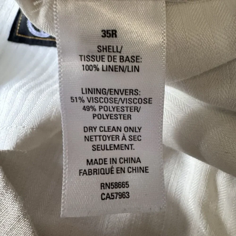 Nordstrom Pants Mens 35R Beige Flat Front Dress Trousers Ormezzano Italian Linen